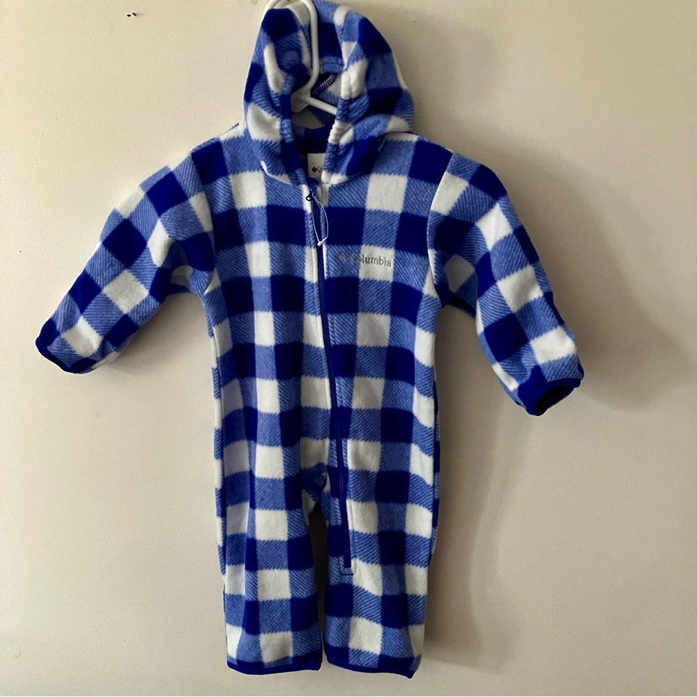 Columbia Snowtop II Fleece Bunting Suit in Blue/White Checkered Size 12 months